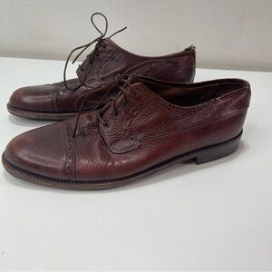 Vtg Stefano Leather Expressions Men 7 Dress Shoes Oxfords Cap Toe Lace Brown